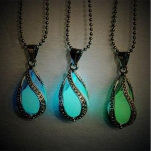 Blue Glow In The Dark Spiral Pendant Necklace